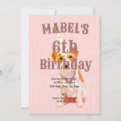 誕生日ジャックラッセルドッグエイジピンク誕生日 招待状 (正面)