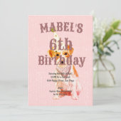 誕生日ジャックラッセルドッグエイジピンク誕生日 招待状 (スタンド正面)