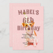 誕生日ジャックラッセルドッグエイジピンク誕生日 招待状 (正面/裏面)