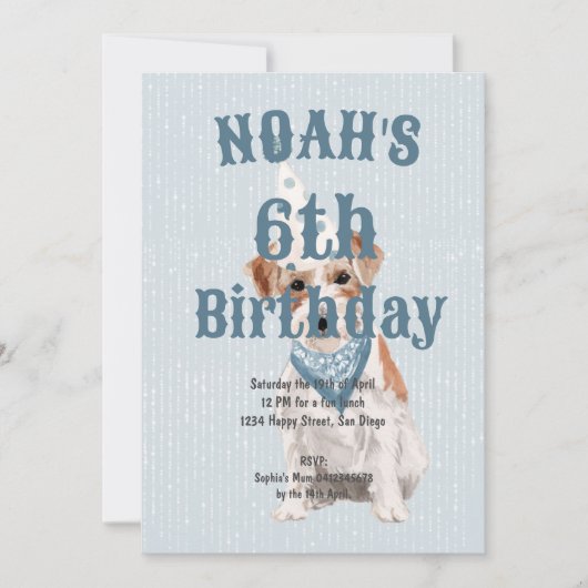 誕生日ジャックラッセルドッグエイジブルー誕生日 招待状 (正面)