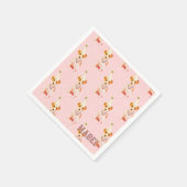 誕生日ジャックラッセルドッグパーティーハットピンクパーソナル スタンダードカクテルナプキン (角)