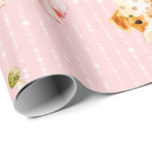 誕生日ジャックラッセルドッグピンクパーティーハット ラッピングペーパー (ロールコーナー)