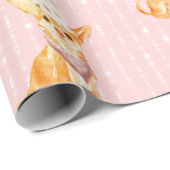 誕生日ジャックラッセルドッグピンクパーティーハット ラッピングペーパー (ロールコーナー)