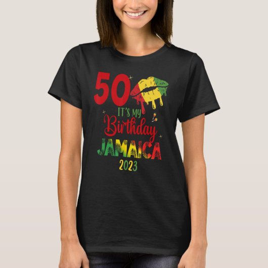 誕生日ジャマイカガール30th 50thパーティー衣装マッチ tシャツ (正面)