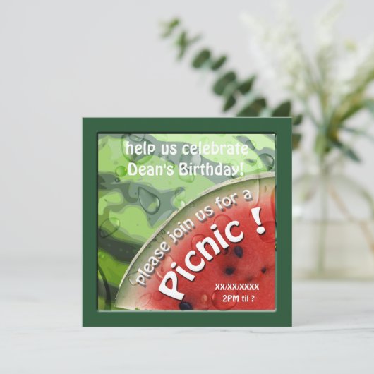 誕生日スイカサマーピクニック招待状 招待状 (スタンド正面)