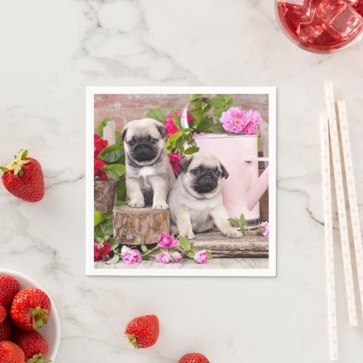 誕生日スウィートベビープグフローラパーティー スタンダードカクテルナプキン (インサイチュ)