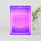 誕生日スウィート第16期卒業ピンクパープル金ゴールド 招待状 (スタンド正面)