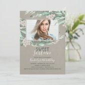 誕生日スウィート16 |緑の誕生日写真 招待状 (スタンド正面)