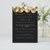 誕生日スウィート16thピンクの金ゴールドバルーン黒 招待状 (スタンド正面)