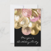 誕生日スウィート16thピンクの金ゴールドバルーン黒 招待状 (裏面)