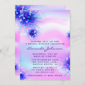 誕生日スウィート16thホログラフィックブルーピンク 招待状 (正面/裏面)