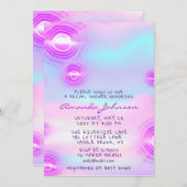 誕生日スウィート16th自筆未来的ユニコーン 招待状 (正面/裏面)