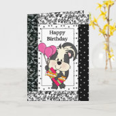 誕生日スカンクグリーティングカード カード (黄色い花)