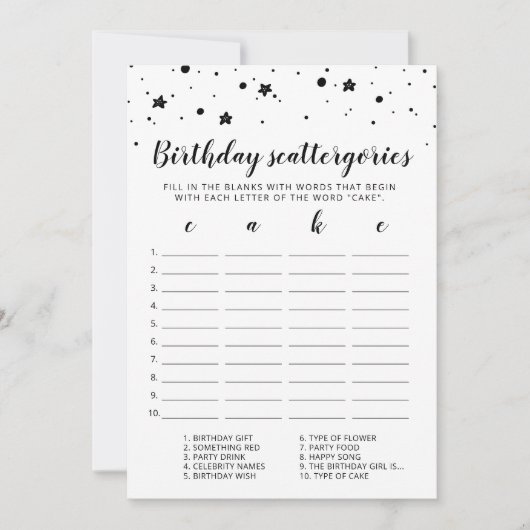 誕生日スキャッタリ編集可能ゲームカード 招待状 (正面)