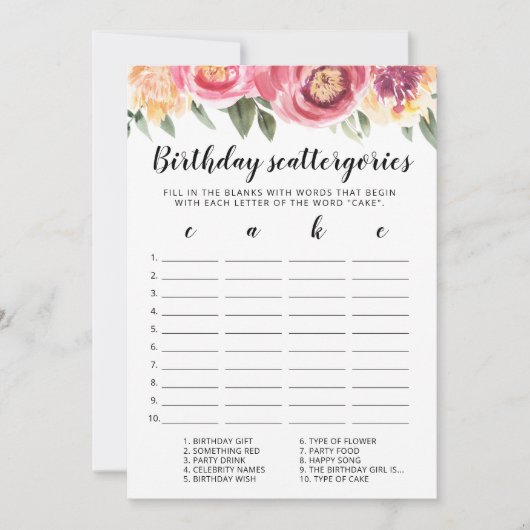 誕生日スキャッタリ編集可能ゲームカード 招待状 (正面)