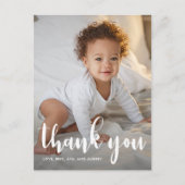 誕生日スクリプト1枚の写真キッズサンキュー ポストカード (正面)