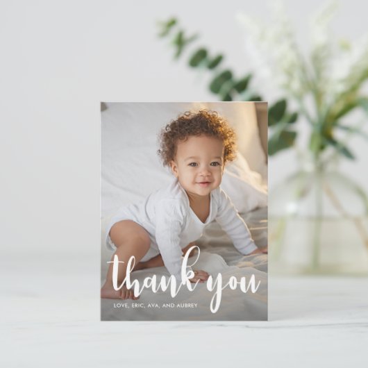 誕生日スクリプト1枚の写真キッズサンキュー ポストカード (スタンド正面)