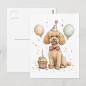 誕生日スタンダードプードル犬 ポストカード (正面/裏面)
