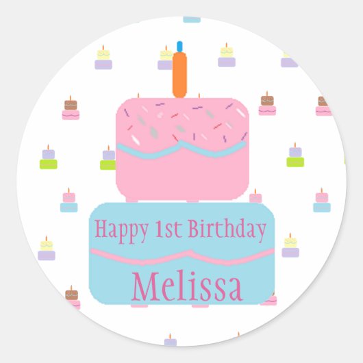 誕生日スタンプパーソナライズされたー(Happy 100) ラウンドシール (正面)