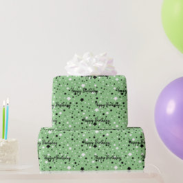 誕生日スターズオングリーン ラッピングペーパー