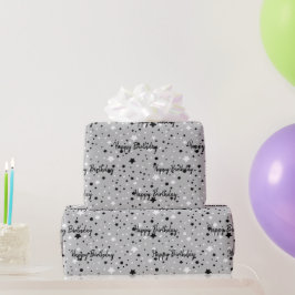 誕生日スターズオングレーラッピング紙 ラッピングペーパー