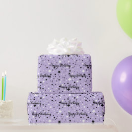 誕生日スターズオンパープル ラッピングペーパー