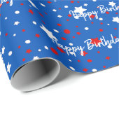 誕生日スターズオンブルーラッピング紙 ラッピングペーパー (ロールコーナー)