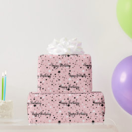 誕生日スターズオン赤面ピンク ラッピングペーパー
