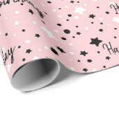 誕生日スターズオン赤面ピンク ラッピングペーパー (ロールコーナー)