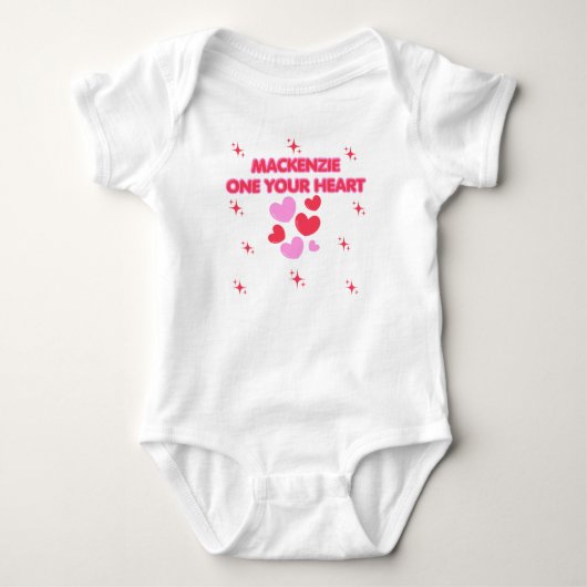誕生日スター 白い女の子の1歳の誕生日パーティー ベビーボディスーツ (正面)