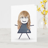 誕生日スティックのフィギュア女の子のために カード (黄色い花)