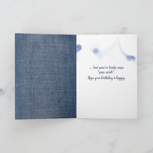 誕生日スティックガールとワイングラス カード (内部)