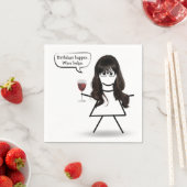 誕生日スティックガールとワイングラス スタンダードカクテルナプキン (インサイチュ)
