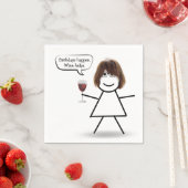 誕生日スティックガールとワイングラス スタンダードカクテルナプキン (インサイチュ)