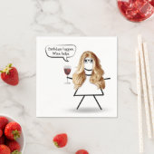 誕生日スティックガールとワイングラス スタンダードカクテルナプキン (インサイチュ)