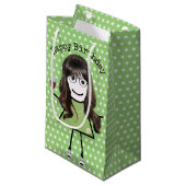 誕生日スティックガールとワイングラス スモールペーパーバッグ (正面アングル)