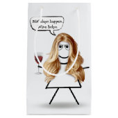 誕生日スティックガールとワイン スモールペーパーバッグ (正面)