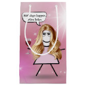 誕生日スティックガールとワイン スモールペーパーバッグ (正面)