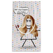 誕生日スティックガールとワイン スモールペーパーバッグ (正面)