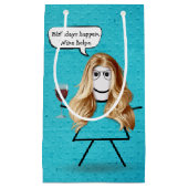 誕生日スティックガールとワイン スモールペーパーバッグ (正面)