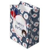 誕生日スティックガールと髪 ミディアムペーパーバッグ (正面アングル)