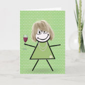 誕生日スティックガールオン水玉模様 カード (正面)