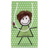 誕生日スティックガールオン水玉模様 スモールペーパーバッグ (正面)