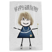 誕生日スティックガールデイジー ミディアムペーパーバッグ (正面)