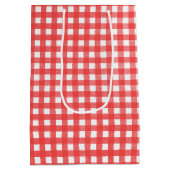 誕生日スティックスフィギュアの女の子スニーカーでギンガム ミディアムペーパーバッグ (裏面)