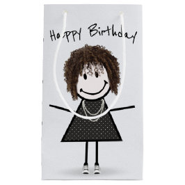 誕生日スティックスフィギュア女の子スニーカー スモールペーパーバッグ