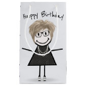 誕生日スティックスフィギュア女の子スニーカー スモールペーパーバッグ (正面)