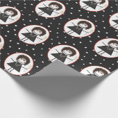 誕生日スティックスフィギュア女の子スニーカー ラッピングペーパー (角)