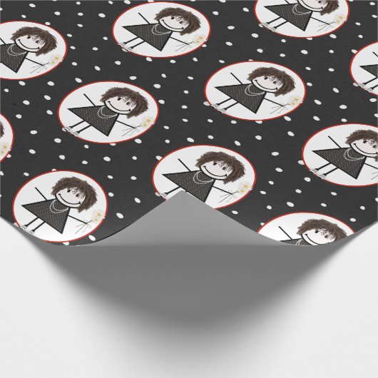 誕生日スティックスフィギュア女の子スニーカー ラッピングペーパー (角)