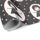 誕生日スティックスフィギュア女の子スニーカー ラッピングペーパー (ロールコーナー)